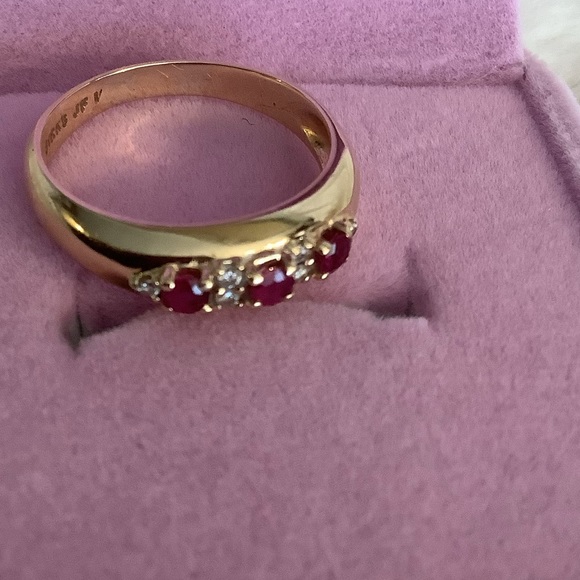 Birks Pink Sapphire and Diamond Gold Ring - Picture 9 of 12